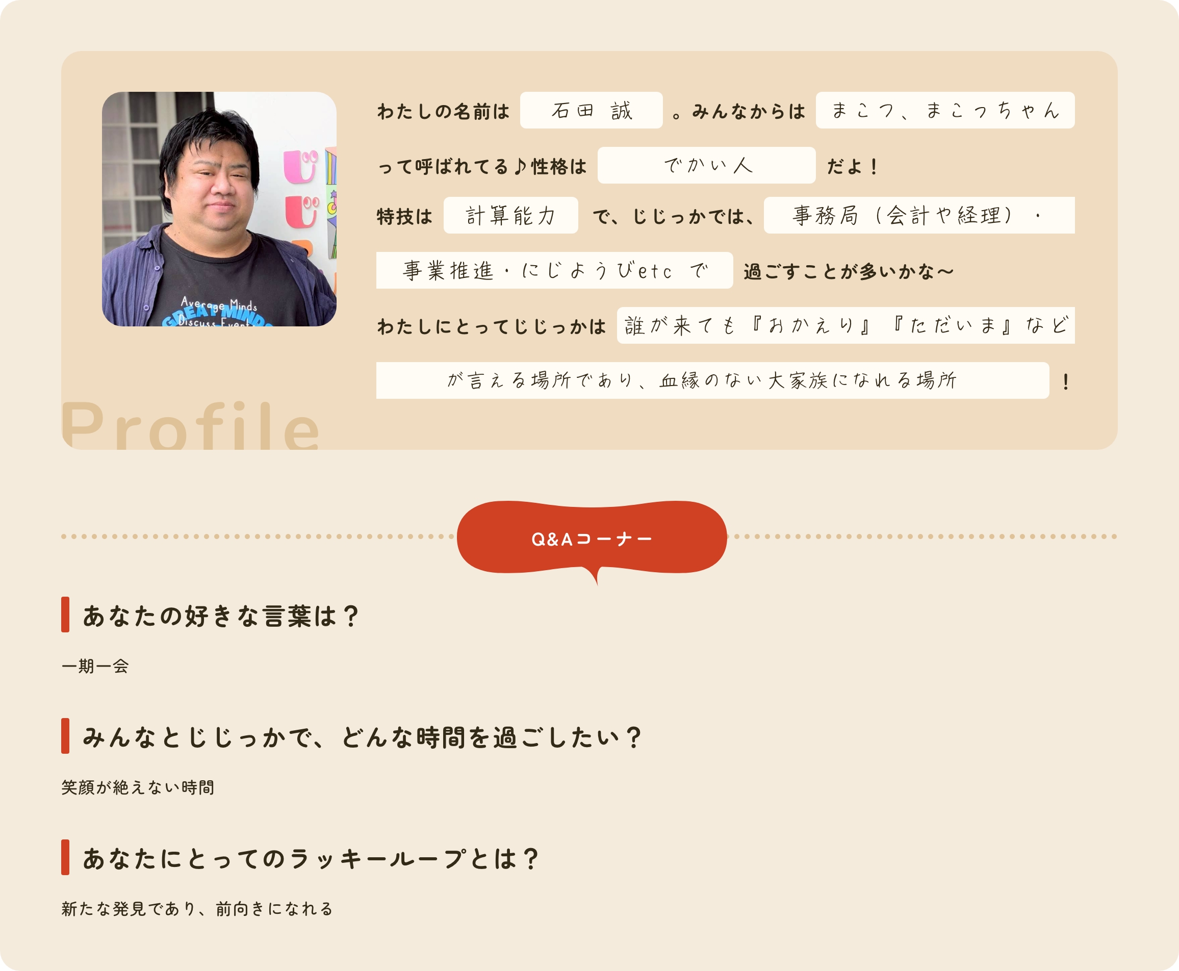 プロフィール帳